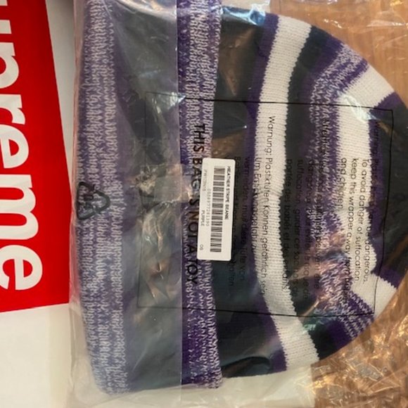 Supreme Heather Stripe Beanie NWT - *NFL -Ravens colors* - Picture 4 of 5